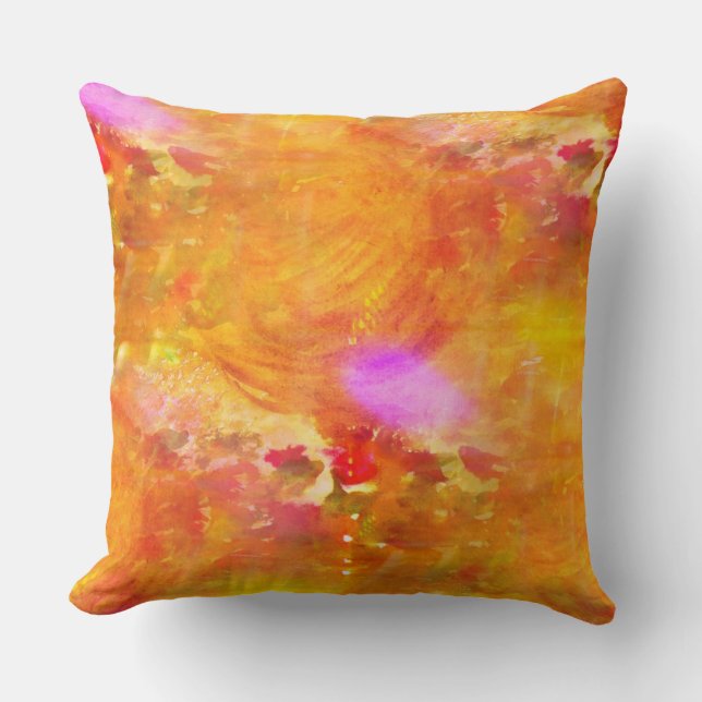 colour art seamless background yellow, orange throw pillow (Front)