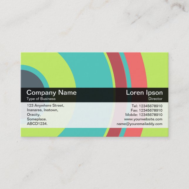 Colour Band - Black - Colourful  Circles 04 Business Card (Front)