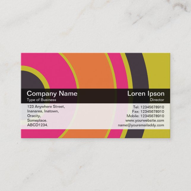 Colour Band - Black - Colourful  Circles 06 Business Card (Front)