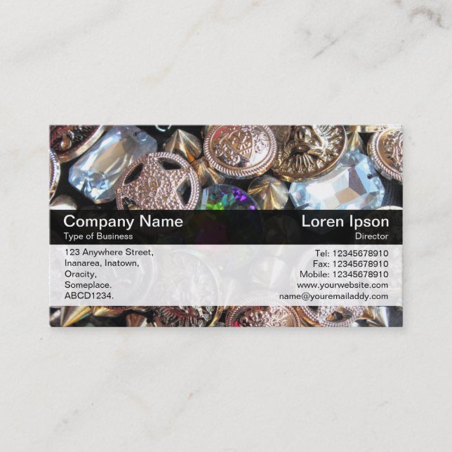 Colour Band - Black - Flea Market Bling Business Card (Front)