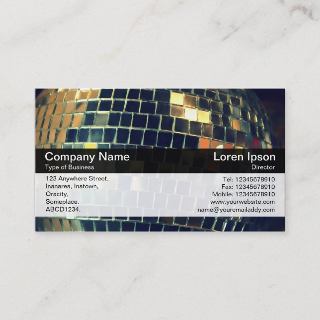 Colour Band - Black - Mirror Ball Business Card (Front)