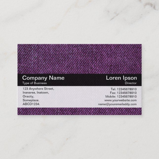 Colour Band - Black - Purple Denim Business Card (Front)