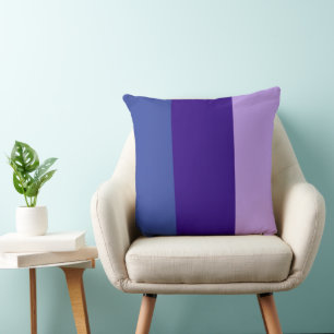 Colour Bands Three Shades Of Blue Lilac Throw Pillow