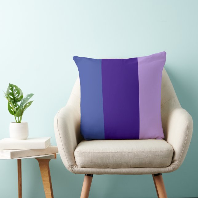 Colour Bands Three Shades Of Blue Lilac Throw Pillow (Chair)