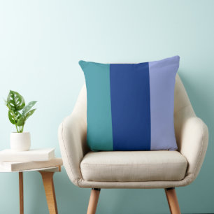 Colour Bands Three Shades Of Blue Throw Pillow