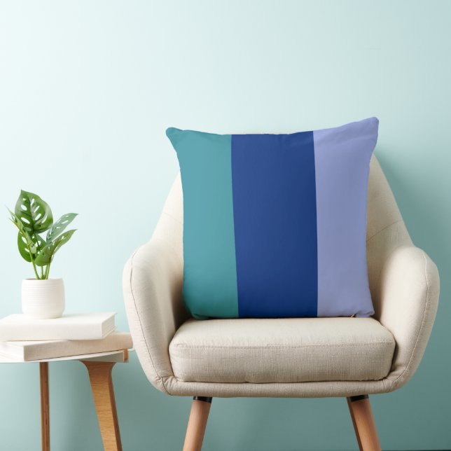Colour Bands Three Shades Of Blue Throw Pillow (Chair)