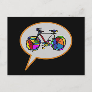 colour bicycle speech balloon postcard