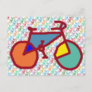 colour bike theme postcard