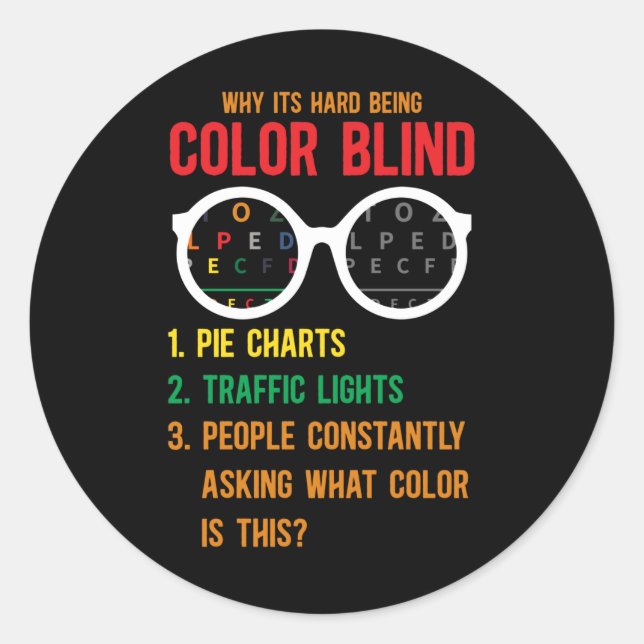 Colour Blind Blindness Test Eye Glasses Classic Round Sticker (Front)
