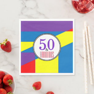 Colour Block 50th Birthday Party Napkin