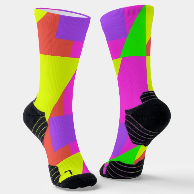 Colour Block 80’s Rewind Crew Socks (Angled)