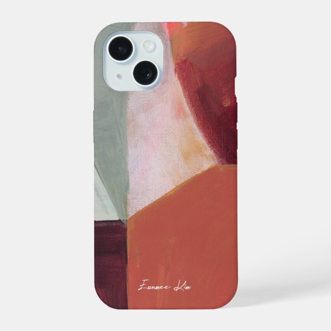 Colour block Abstract Art Personalized Name iPhone 15 Case (Back)