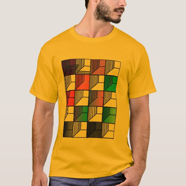 Colour Block Abstract Graphic T-Shirt  (Front)
