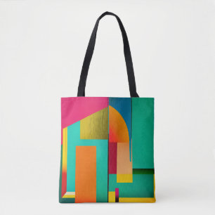 Colour Block Abstract Painting Tote Bag