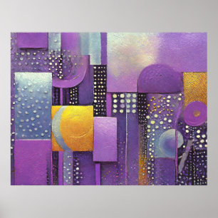 Colour Block Abstract Violet and Gold ID1043 Poster