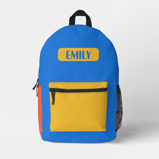 Colour Block Backpack for kids - Personalized Name (Front)