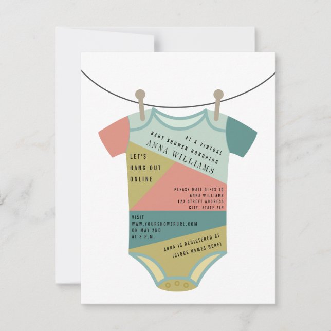 Colour Block Bodysuit Virtual Baby Shower By Mail Invitation (Front)