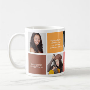 Colour block brown personal quote grad custom coffee mug