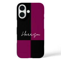 Colour Block Burgundy Black Minimal Custom Name