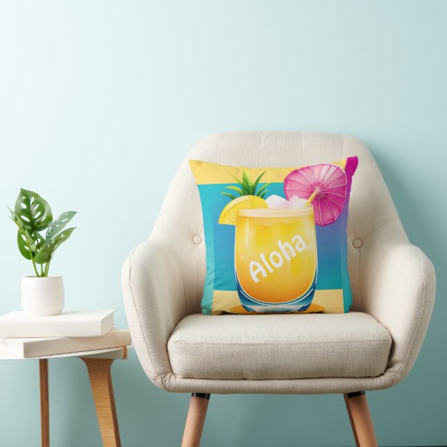 Colour Block Cocktail 2 sided customizable Throw Pillow (Chair)