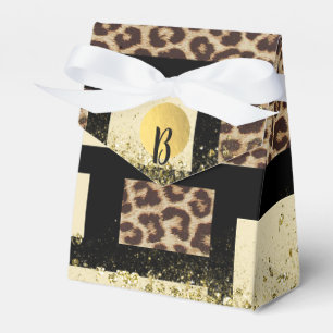Colour Block Cream Ivory Black & Leopard Cheetah Favor Box