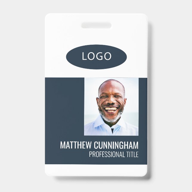 Colour Block Custom Logo Employee Name Barcode Badge (Front)