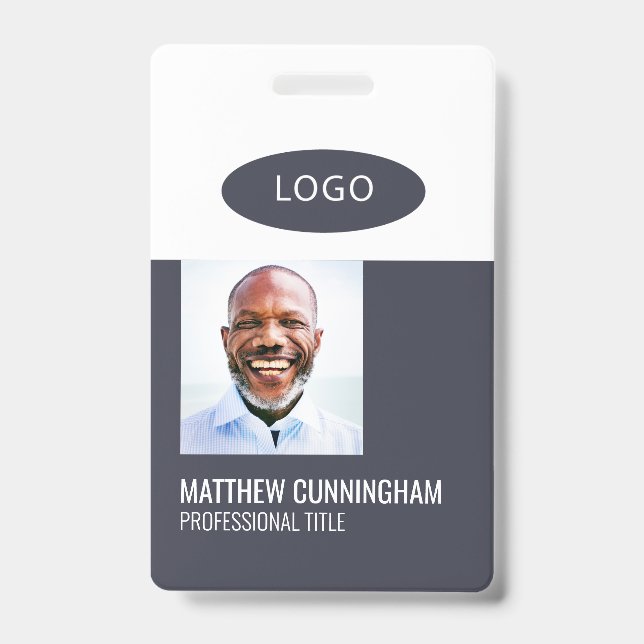 Colour Block Custom Logo Employee Name Barcode Badge (Front)