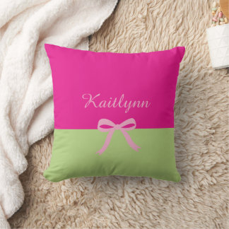 Colour Block Cute Bow Monogram Throw Pillow