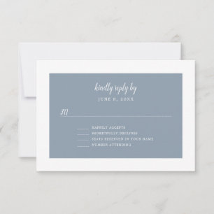 Colour Block dusty blue rsvp   customizable colour Card
