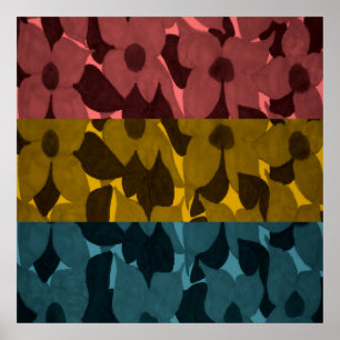 Colour Block Flowers Art Poster Print