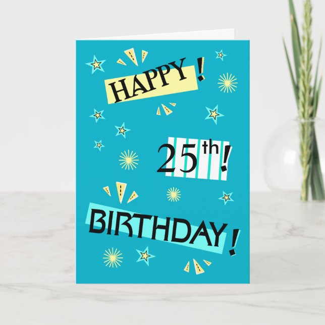 Colour Block - Fun 25th Birthday Greeting Card (Front)