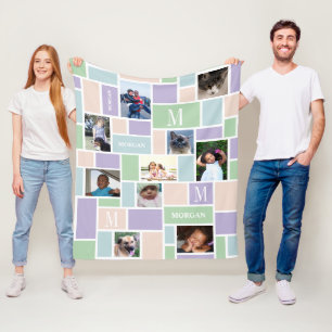 Colour Block Fun Pastels Modern Chic 10 Photo Fleece Blanket