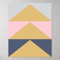 Colour Block Geometric Art in Blush, Navy, and