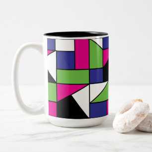 Colour Block Geometric Pattern Two-Tone Coffee Mug