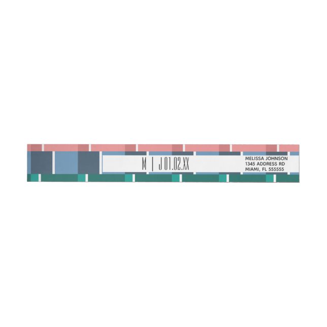 Colour Block Geometrical Square Modern Wedding Log Wrap Around Label (Individual)