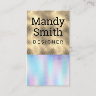 Colour Block Gold Foil Holographic Gradient Business Card