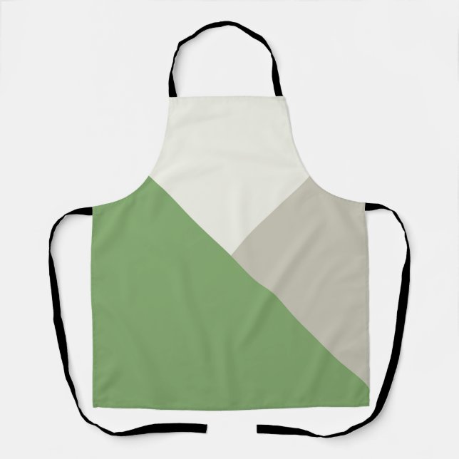 Colour Block Green Beige Apron (Front)