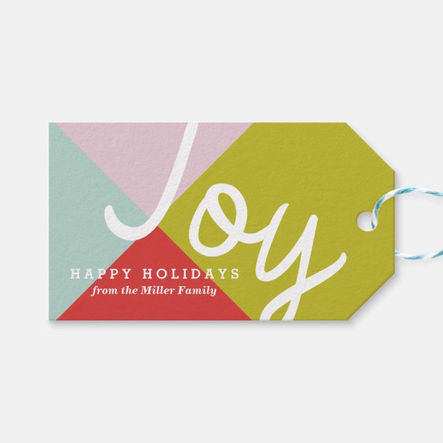 Colour Block Joy Gift Tags (Front (Horizontal))