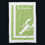 Colour Block Lobster American MoJo Kitchen Towels<br><div class="desc">Personalized Printed Lime and White Colour Blocked Style Lobster American MoJo Kitchen Towels.  Personalize with your family name.  Coordinate with our napkins and placemats.</div>