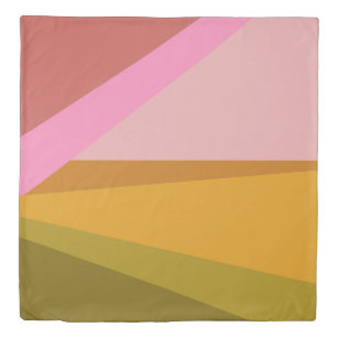Colour Block Modern Geometric Art   Pink and Olive Duvet Cover