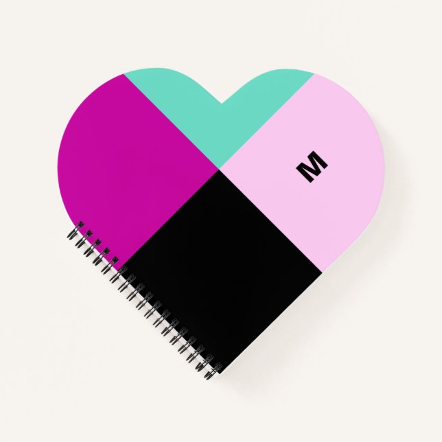 Colour Block Modern Stylish Trendy Custom Monogram Notebook (Front)