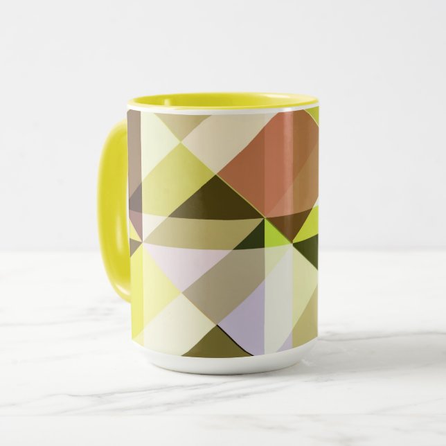 Colour Block Mug in Gold Lime and Yellow (Front Left)
