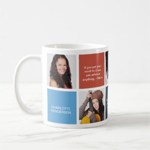 Colour block navy personal quote grad custom photo coffee mug