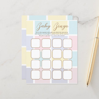 Colour Block Pastel Baby Shower Bingo Games