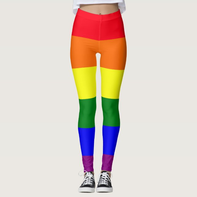 Colour Block Pattern Pride Colours Leggings (Front)