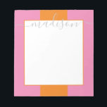 Colour Block Personalized Script Name Notepad<br><div class="desc">PreppyPrint.com - Add your personalized touch to this notepad. Click "personalize" then "customize" to change the font colour and size to adjust for the right look for your name. Transfer this design onto the products of your choice too! Please visit my designer store,  PreppyPrint.com,  for coordinating items.</div>