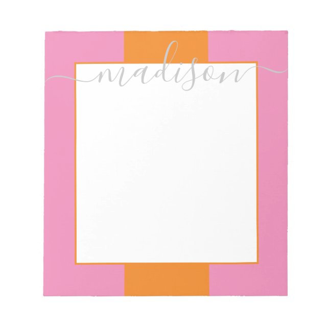 Colour Block Personalized Script Name Notepad (Front)