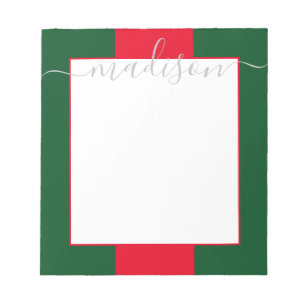 Colour Block Personalized Script Name Notepad