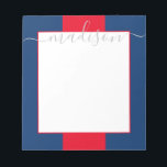 Colour Block Personalized Script Name Notepad<br><div class="desc">PreppyPrint.com - Add your personalized touch to this notepad. Click "personalize" then "customize" to change the font colour and size to adjust for the right look for your name. Transfer this design onto the products of your choice too! Please visit my designer store, PreppyPrint.com, for coordinating items.</div>