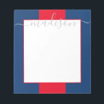 Colour Block Personalized Script Name Notepad<br><div class="desc">PreppyPrint.com - Add your personalized touch to this notepad. Click "personalize" then "customize" to change the font colour and size to adjust for the right look for your name. Transfer this design onto the products of your choice too! Please visit my designer store,  PreppyPrint.com,  for coordinating items.</div>